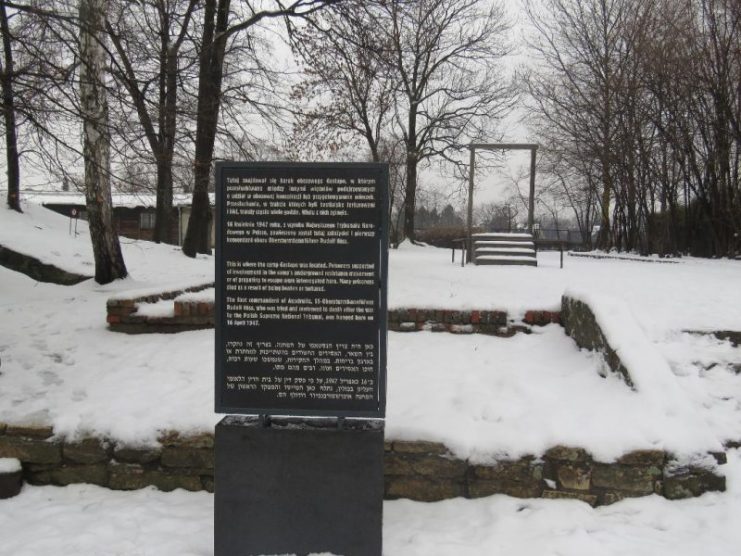 The 1st Commandant of Auschwitz, Rudolph Hoss was hanged here on April 16th 1947.