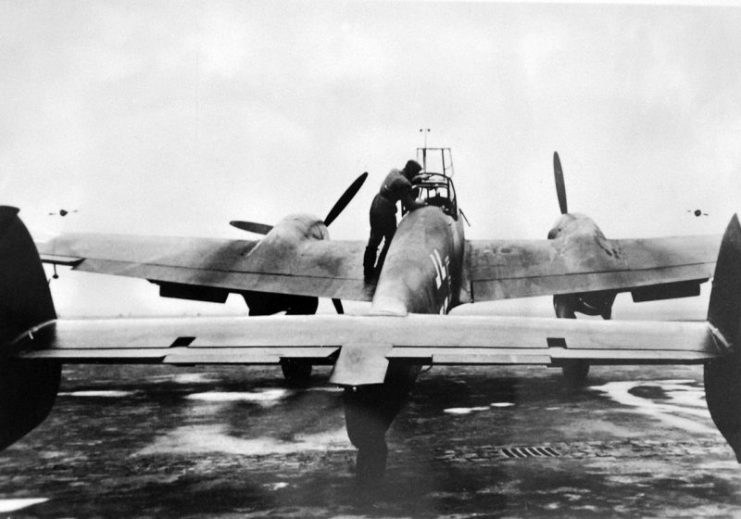 ”German Messerschmitt ME 110 aircraft before take off for raids against the English
