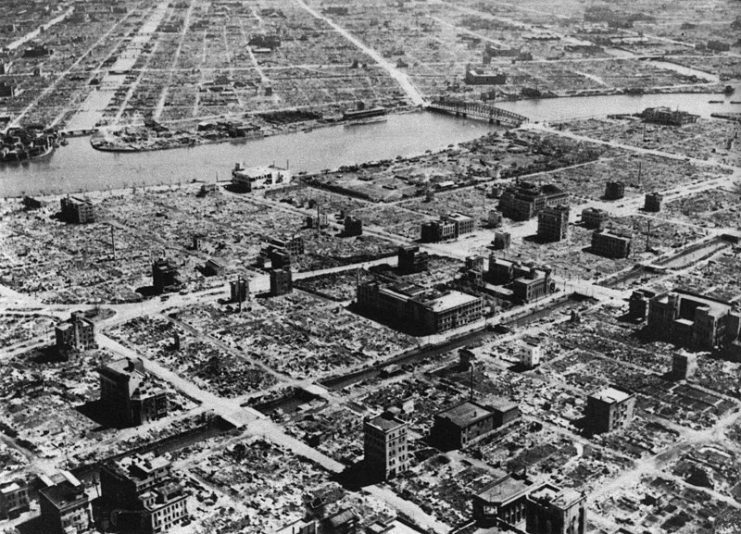 A residential section Tokyo that was destroyed following Operation Meetinghouse, the firebombing of Tokyo on the night of 9 10 March 1945