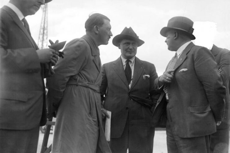 Adolf Hitler at Zentralflughafen Tempelhof-Berlin, 1932.Photo: Bundesarchiv, Bild 102-14081 CC-BY-SA