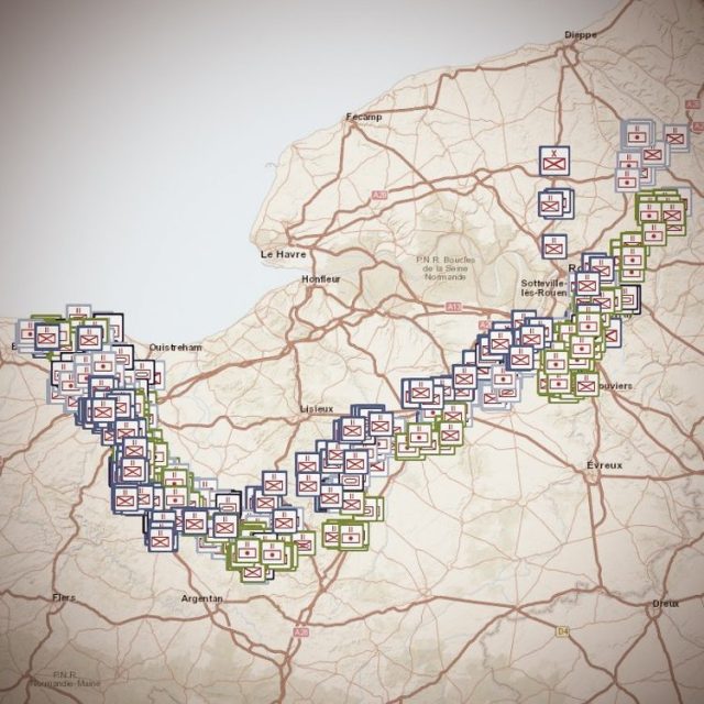 Unit positions of the First Canadian Army across 87 days of combat, mapped from the division to battalion level, and showing infantry, armoured, artillery, and engineer units. – Image from Project ‘44 Alpha.