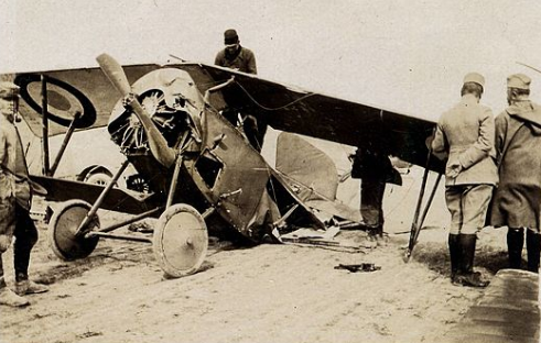 Biplane Nieuport just crashed. Between 1914 and 1918