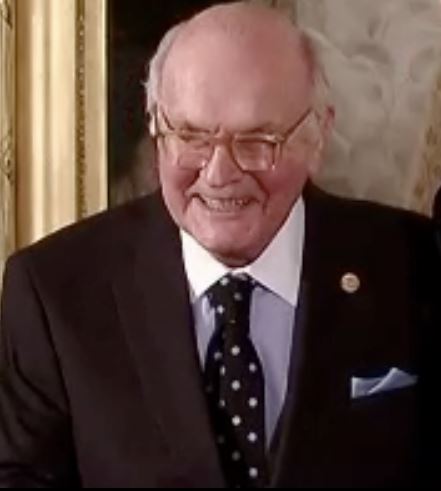 Harry Wesley Coover Jr shortly before be awarded the National Medal of Technology and Innovation by Barack Obama