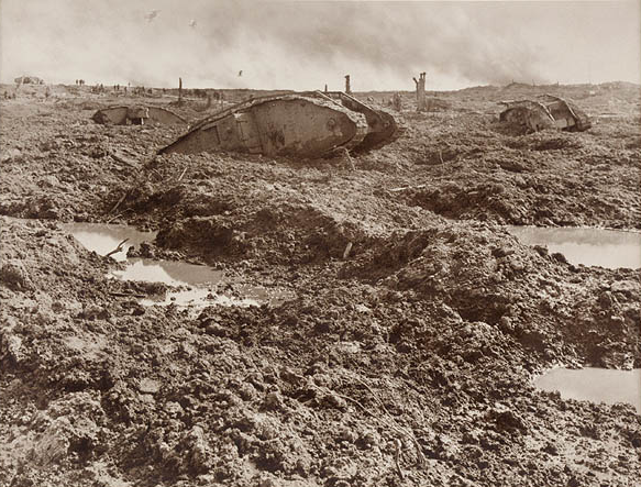 Derelict tanks knocked out of action by an enemy strafing gun