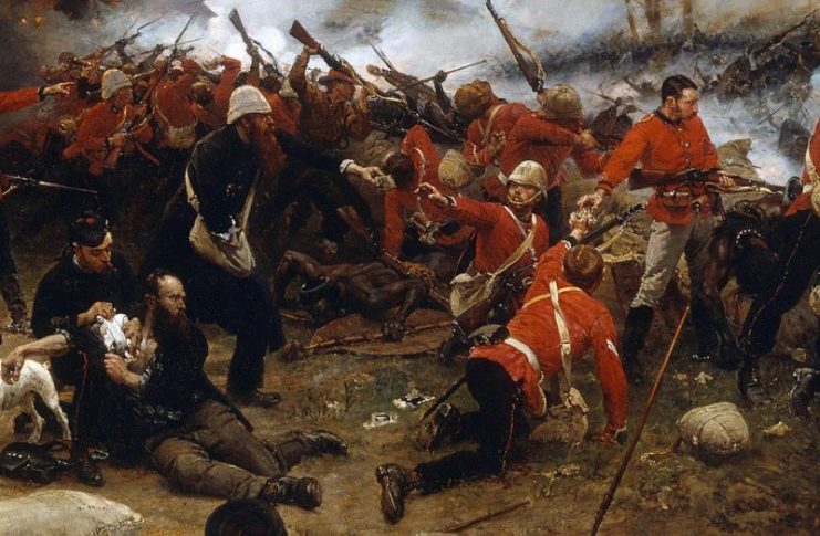Detail of a painting depicting the Battle of Rorke’s Drift.