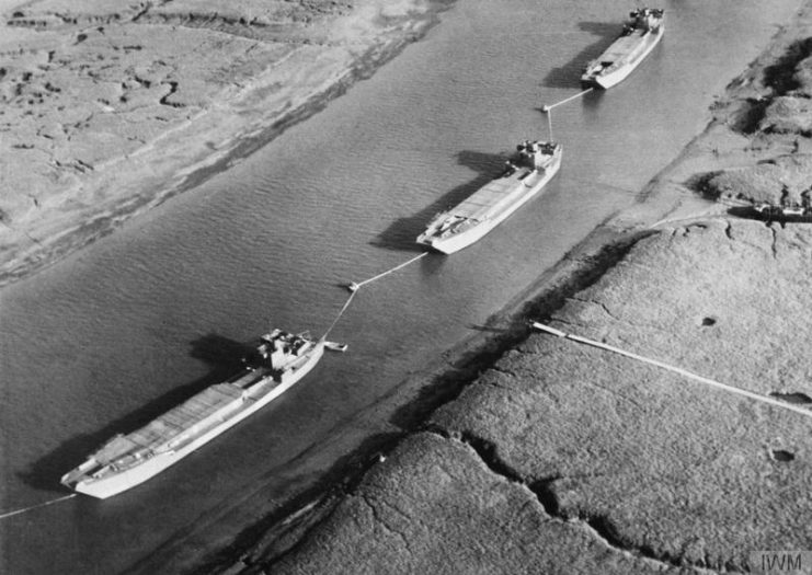 Dummy landing craft used as decoys in south-eastern harbours in the period before D-Day.