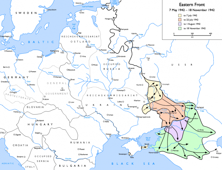 The German advance from 7 May to 18 November 1942. Photo: Gdr / CC BY-SA 3.0