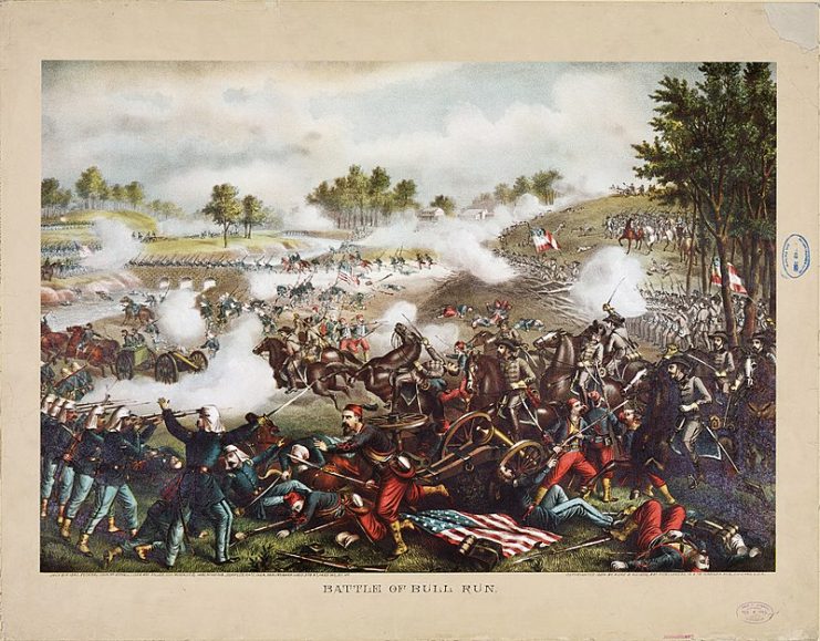 First Battle of Bull Run, chromolithograph by Kurz & Allison