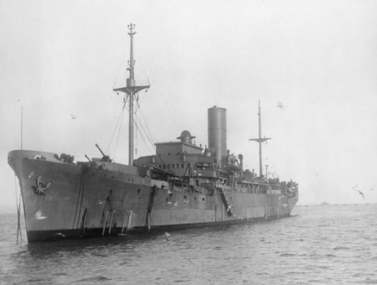 HMS Menestheus At anchor.