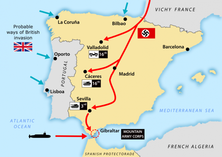 Nazi Germany Invasion plans and probable routes of British invasion.Photo:NACLE CC BY-SA 4.0