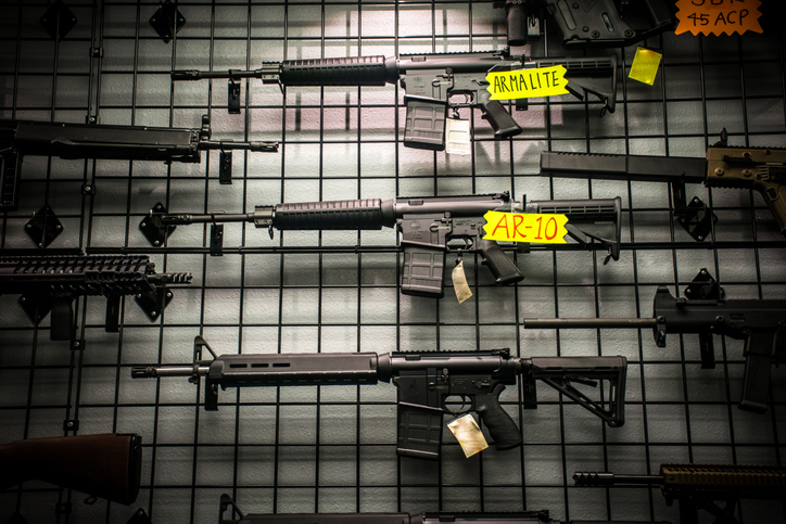 Assault Rifles for sale like the AR-15 and AR-10 hanging on the wall