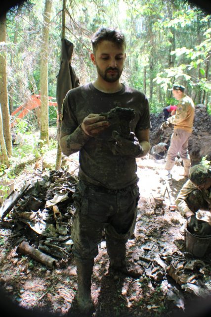 Holding the remains of the pistol, I was reminded by the twists and damage of the force of the crash. The debris of the Pe-2 aircraft scattered around my feet, the team desperately looking for remains and any sign of serial numbers.