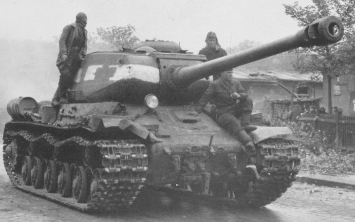 Soviet heavy IS-2 tank in Berlin, 1945.