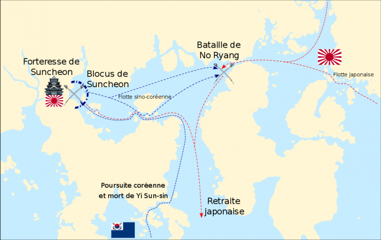 Map of the Battle of Noryang.Photo: Masterdeis CC BY-SA 3.0