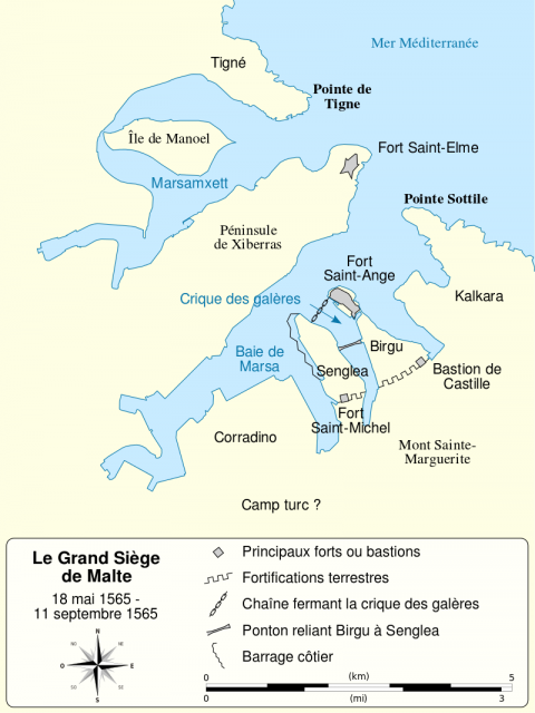 Map of the Great Siege of Malta in 1565, between the Ottoman Empire and the Knights Hospitaller.Photo: Sémhur CC BY-SA 4.0