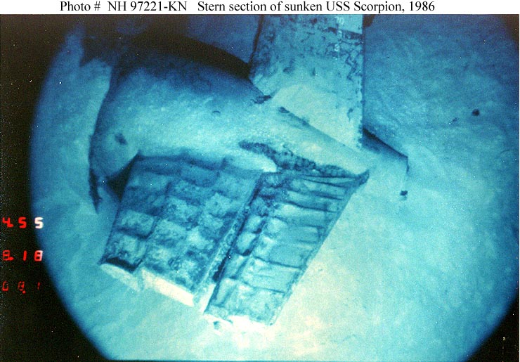 Navy photo of Scorpion’s stern (wreck)