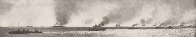 Panoramic view of the Allied fleet in the Dardanelles