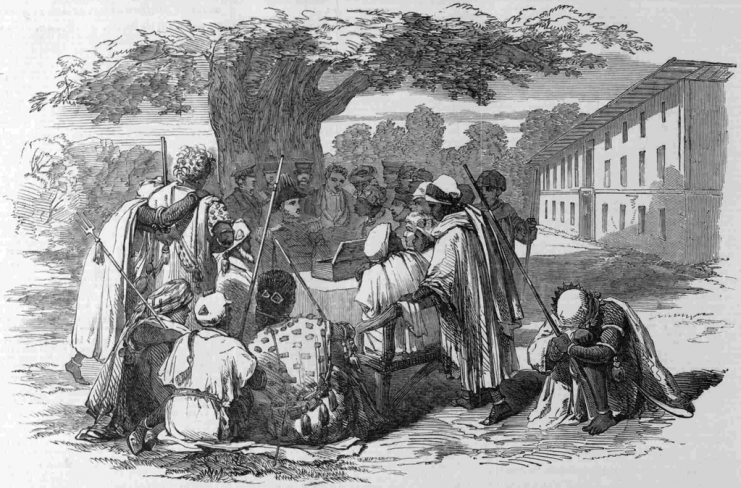 Soninke-Marabout War.Governor MacDonnell meeting with Suling Jatta, King of Kombo, in 1851.