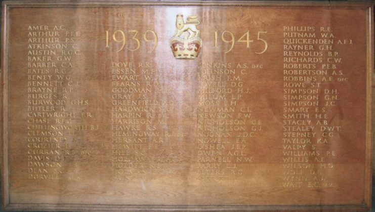A photograph of the World War Two memorial of Strand School, taken whilst the building and conversion work was being carried out on the former grammar school. Photo by Nedueb – CC BY-SA 3.0