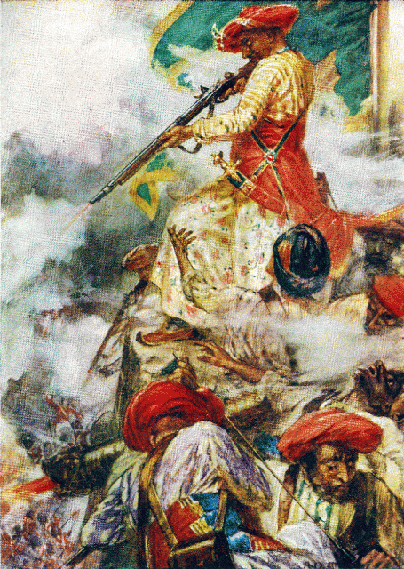 Tipu Sultan confronts his opponents during the Siege of Srirangapatna.