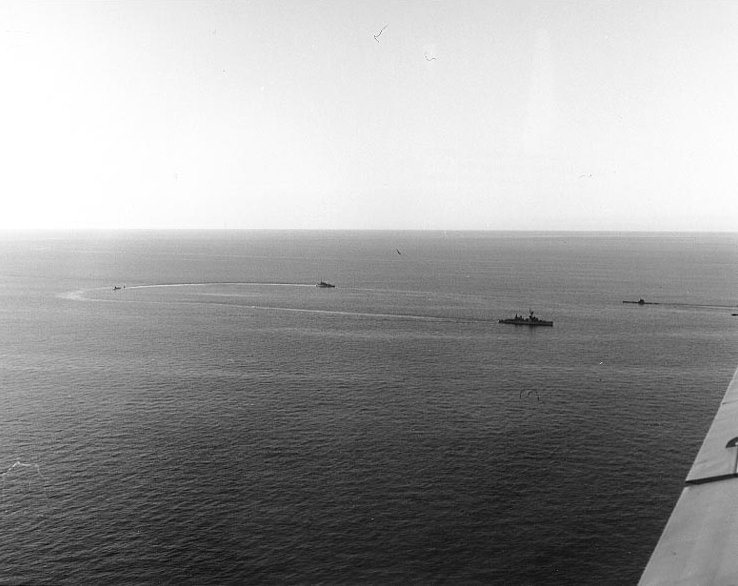 US Navy ships circle in the vicinity of the site of Thresher’s sinking on 15 April 1963