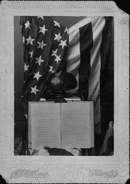 A silk United State flag presented to the USS Charleston on June 2, 1898
