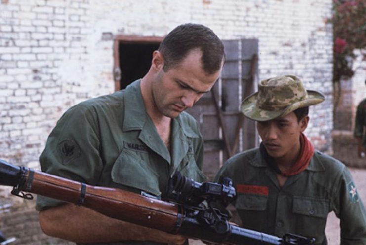 Willis F. Marshall with a captured NVA RPG-7, Vietnam.Photo: manhhai CC BY 2.0