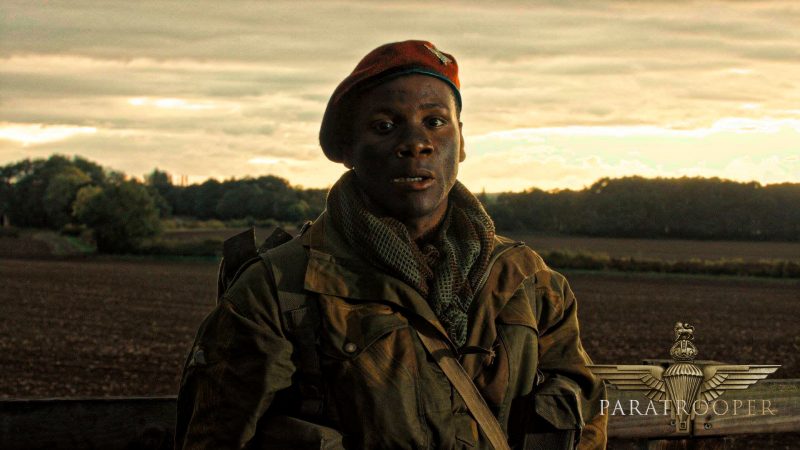 Actor Tobi Bakare (Death in Paradise) plays Sidney Cornell of the 7th Battalion in Paratrooper.