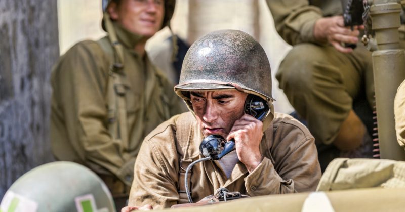 WWII Soldier on the Phone Receiving Orders
