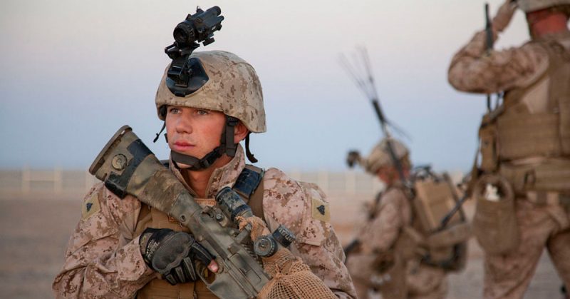 U.S. Marine Corps Cpl. Gaven Eier, a scout sniper with Fox Company, 2nd Battalion, 8th Marine Regiment, Regimental Combat Team 7, provides security during a mission rehearsal at Camp Bastion, Helmand province, Afghanistan, May 27, 2013. The unit was preparing for a partnered operation with Afghan National Army soldiers.