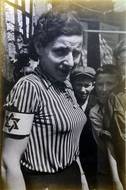 Photo from the Holocaust on display at the Leadership Development Center as part of the Days of Remembrance Observance April 9. (U.S. Air Force photo by Airman 1st Class Marcy Glass)