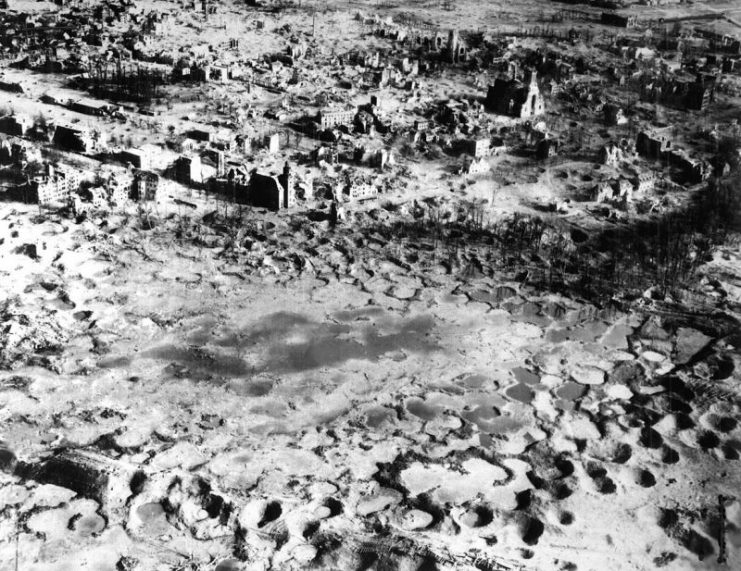 The ruins of Wesel in 1945, 97% of all buildings in the city were destroyed by Allied bombing