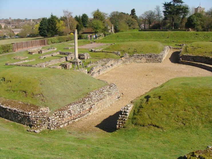 Looking across the Roman theatre towards St Michael’s Church, St Albans. Photo: Przemysław Sakrajda / CC BY-SA 3.0