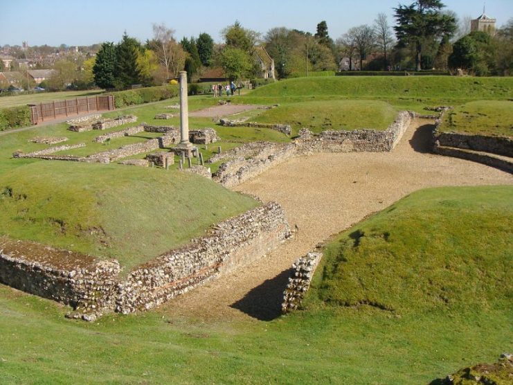 Looking across the Roman theatre towards St Michael’s Church, St Albans. Photo: Przemysław Sakrajda / CC BY-SA 3.0