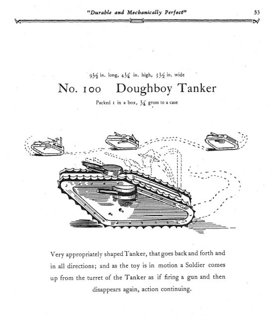 A 1930 Marx ad for a no. 100 Doughboy Tank.