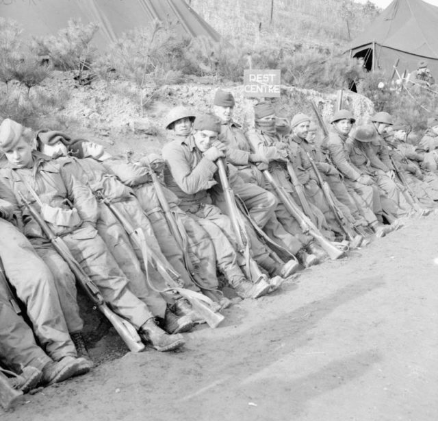 The Black Watch relax at a rest centre and wait to be transported back to the front in 1951