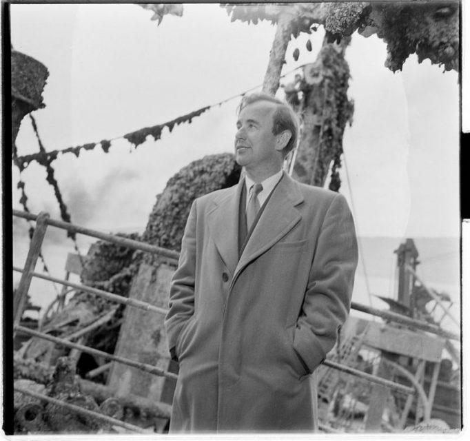 Max Manus on the wreck of the SS Donau which he sunk on 16 January 1945. Photo: Arne F. Køpke / CC BY-SA 4.0