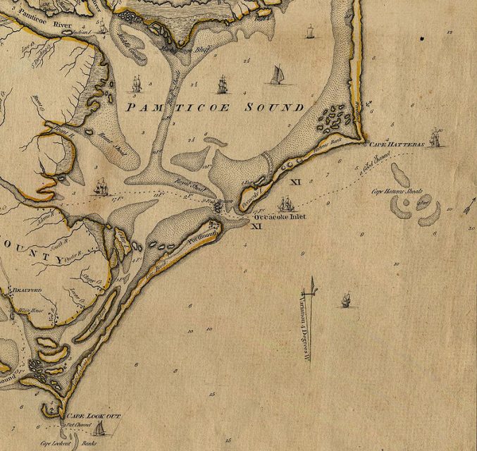 A map of the area around Ocracoke Inlet, 1775