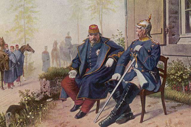 Napoleon III and Bismarck talk after Napoleon’s capture at the Battle of Sedan, by Wilhelm Camphausen