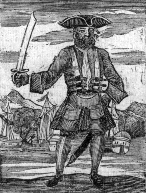 Blackbeard the Pirate; published in the General History of the Pyrates, 1725.