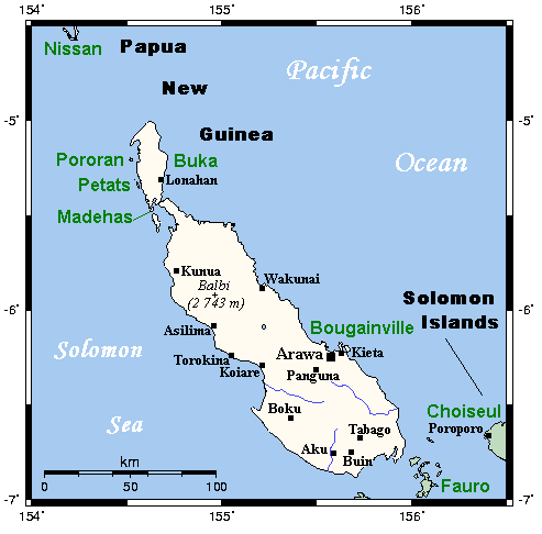 Bougainville and Buka, or the North Solomons, Melanesia. Photo: Electionworld / CC BY-SA 3.0