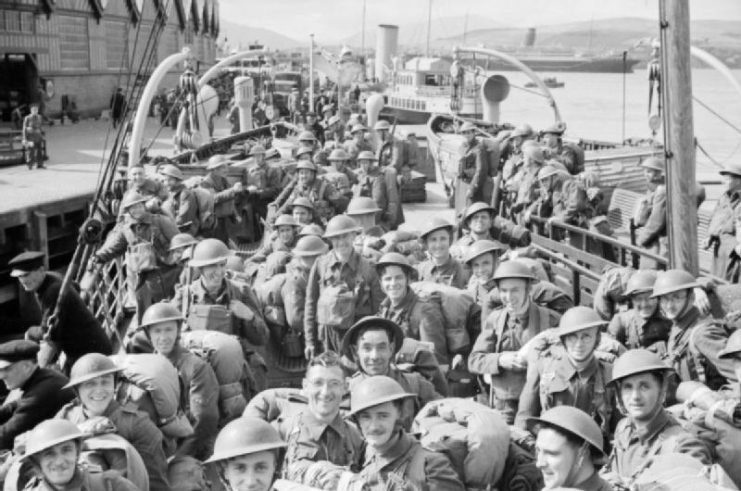 British troops returning to the United Kingdom at Greenock in June 1940
