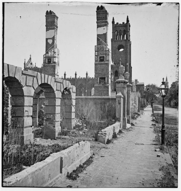 The Southern economy had been ruined by the war. Charleston, South Carolina: Broad Street, 1865