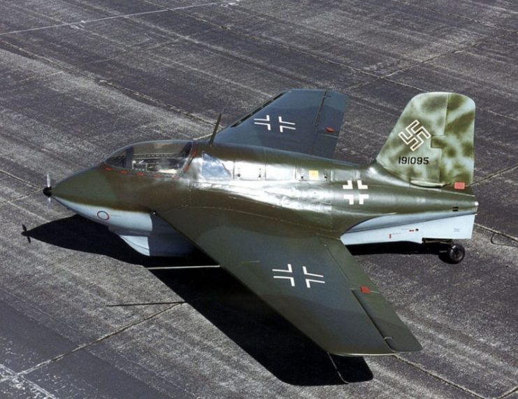 German Messerschmitt Me 163B Komet rocket-propelled fighter (191095) at the National Museum of the United States Air Force, Dayton, Ohio (USA).