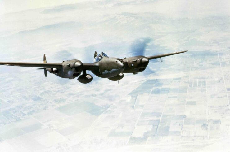 American Lockheed P-38F Lightning heavy twin-engine, single-seater fighter. Photo credit: Photo12/Universal Images Group via Getty Images.