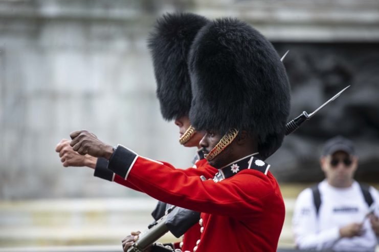 Two Grenadier Guards performing the Changing of the Guard