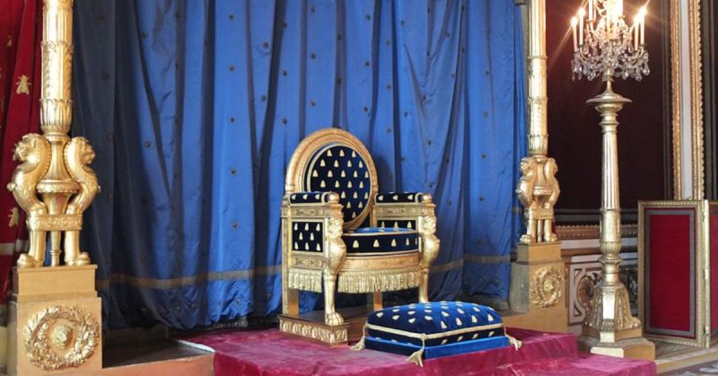 Throne of Napoleon I, 1808, situated in the throne room at the palace of Fontainebleau, France.Photo: Stuart Mudie CC BY-SA 2.0