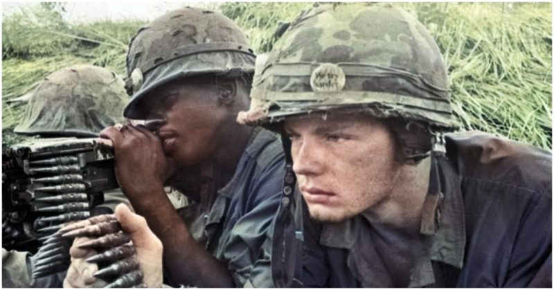 A Marine Machine Gun Crew from Co. E, 2nd Bn., 5th Marines, is in Place on Hill 170 During Operation Essex