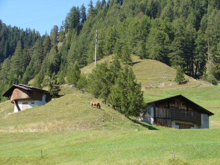 Camouflaged infantry fortification in Sufers (machine gun bastion left, antitank gun right, housing, and connecting tunnel underground).Photo: Kreteglobi CC BY-SA 4.0