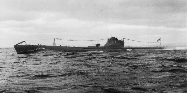 Japanese submarine I-18 (C-class), on trial run off Sasebo.